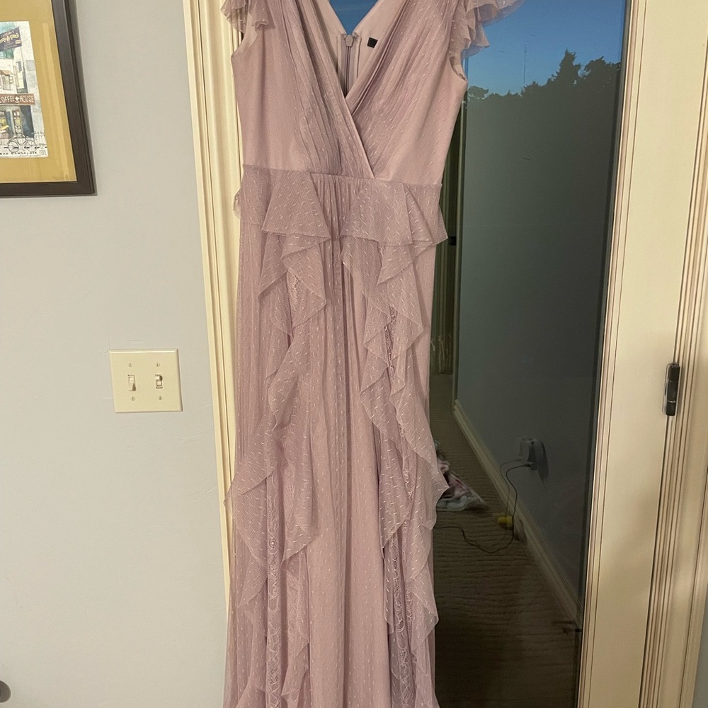 BCBGMaxAzria Pink Ruffled Sleeveless Gown